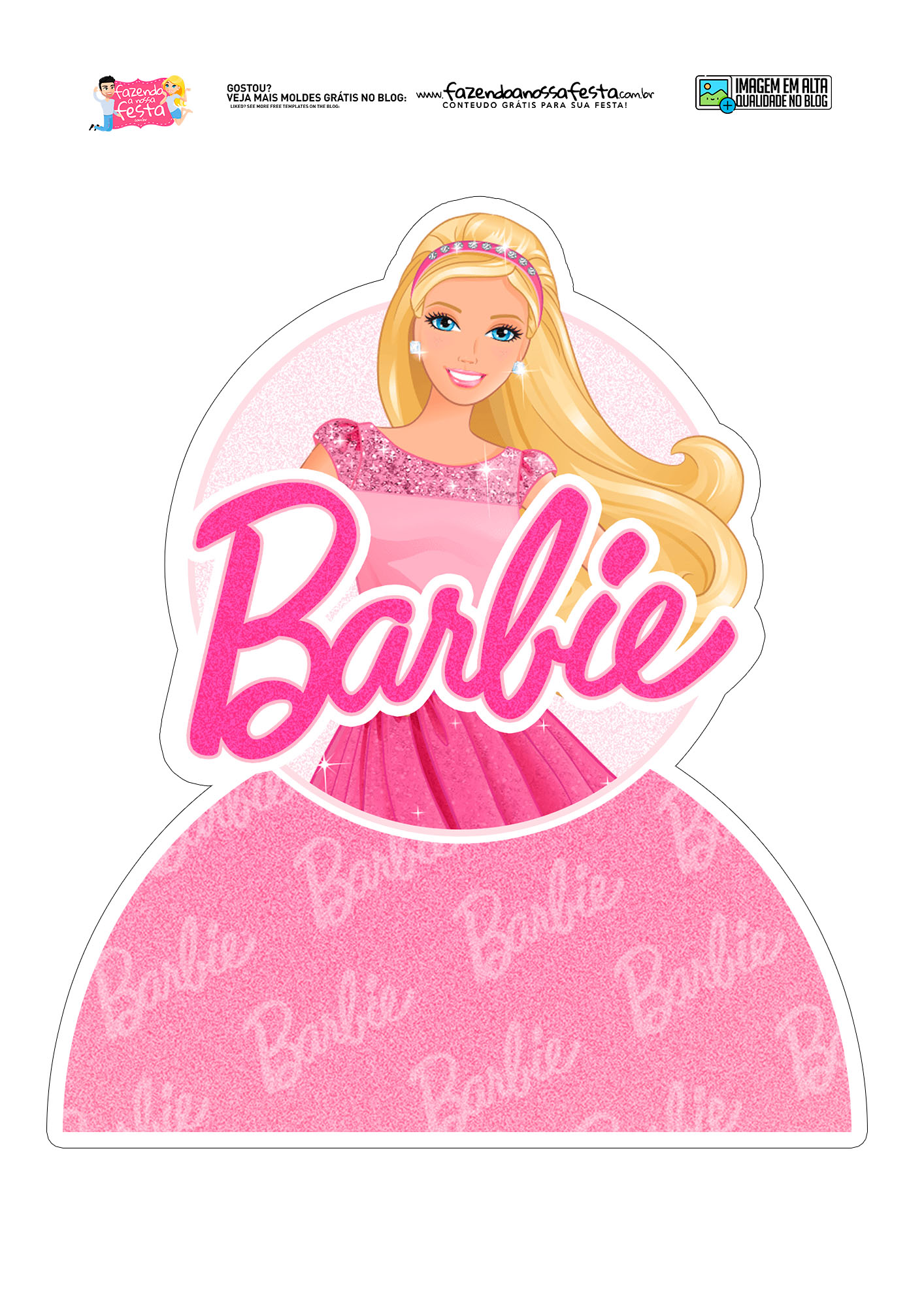 20 Centro De Mesa Barbie Morena, Adesivo Fotográfico