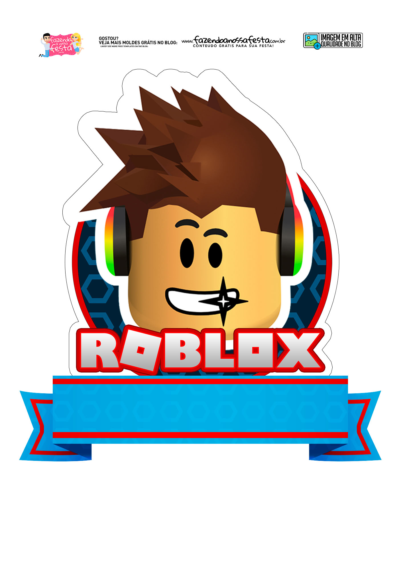 Topo de Bolo para Aniversário Roblox