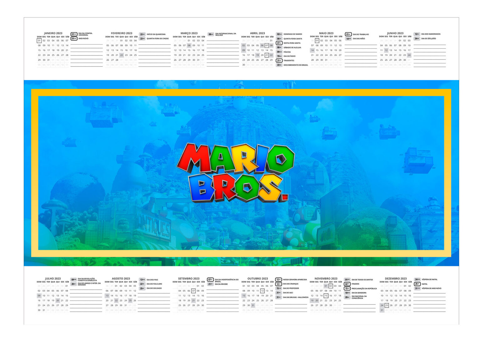 Calendario Mario Bros Filme Fazendo a Nossa Festa
