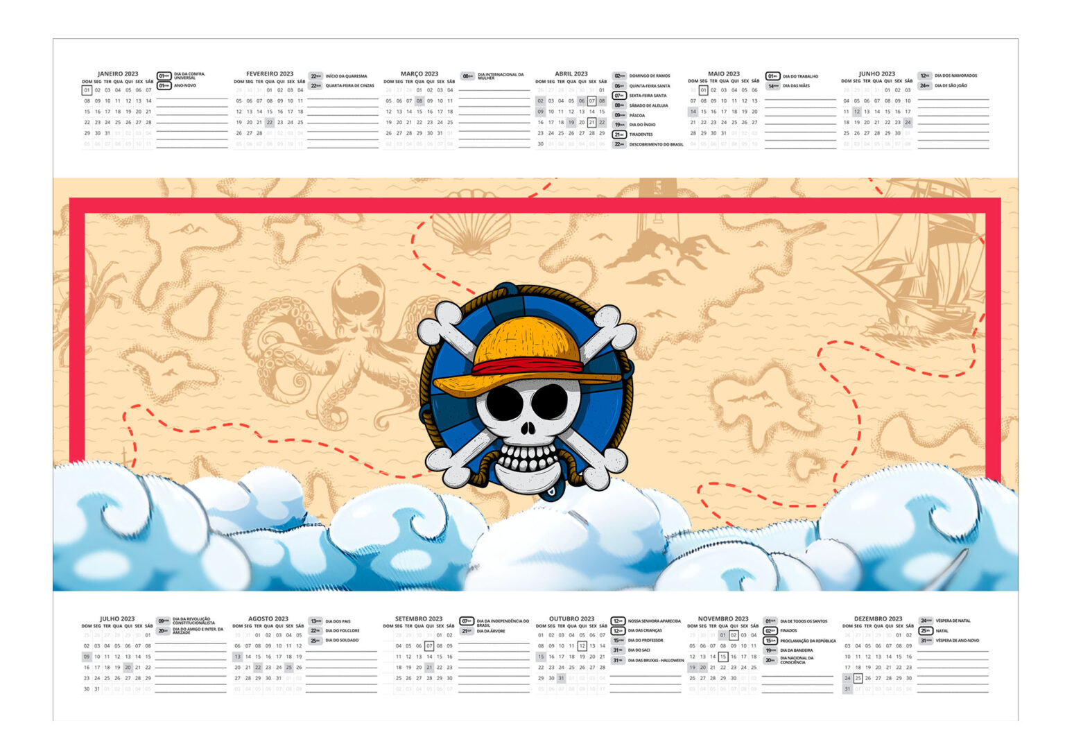 Calendario One Piece Fazendo a Nossa Festa