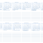 Calendario 2024 Folha Inteira Azul Cinza