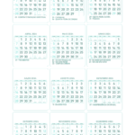 Mini Calendario Azul Turque