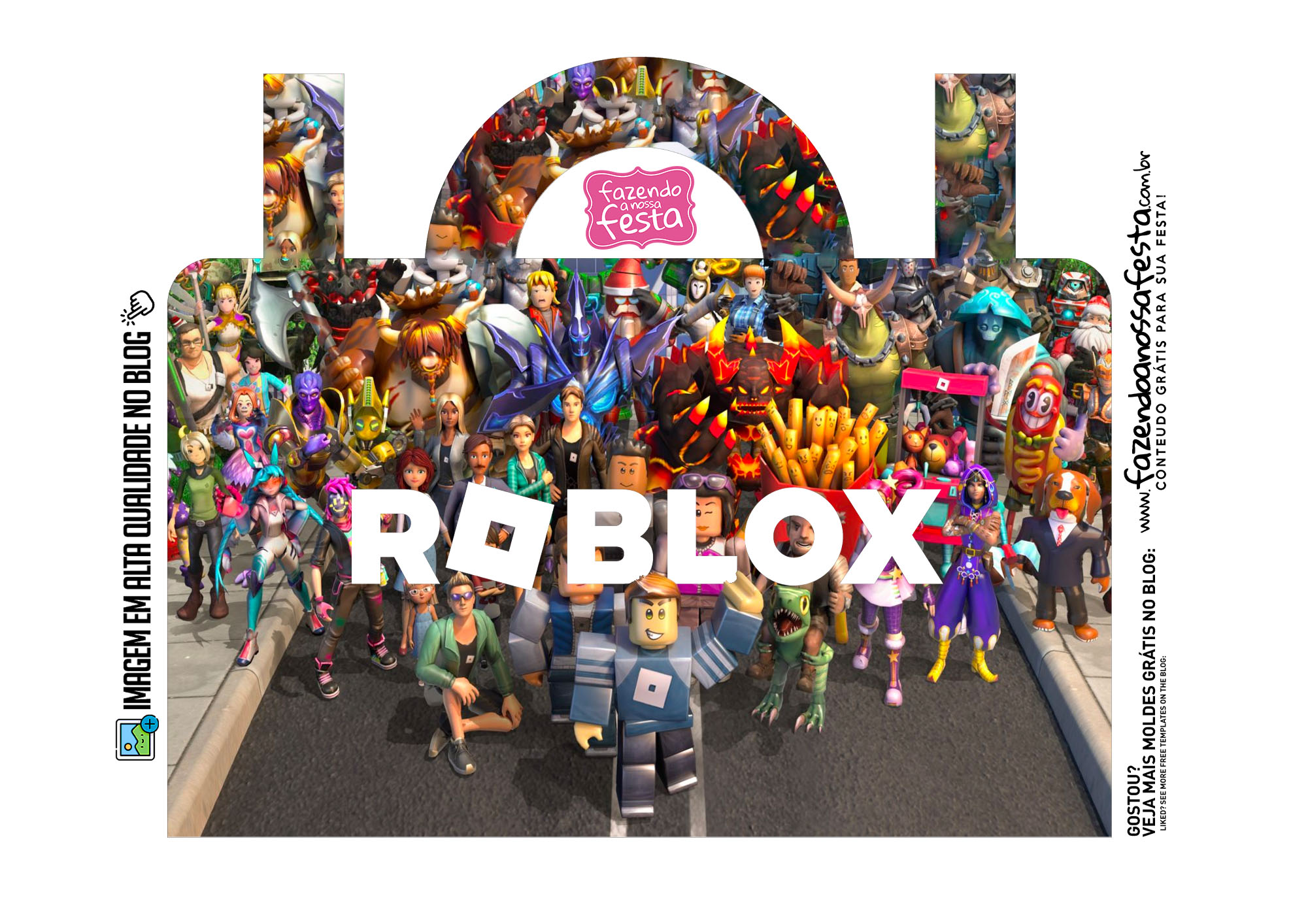 Capa Maletinha Verso Externa Roblox Menina - Fazendo a Nossa Festa