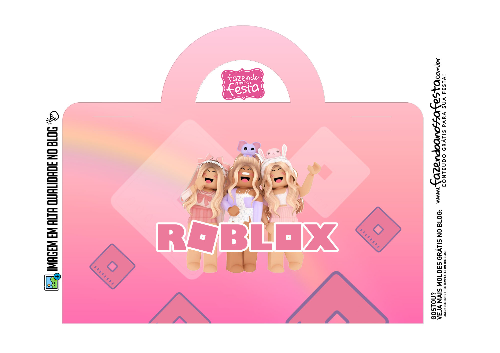 Capa Maletinha Verso Externa Roblox Menina - Fazendo a Nossa Festa