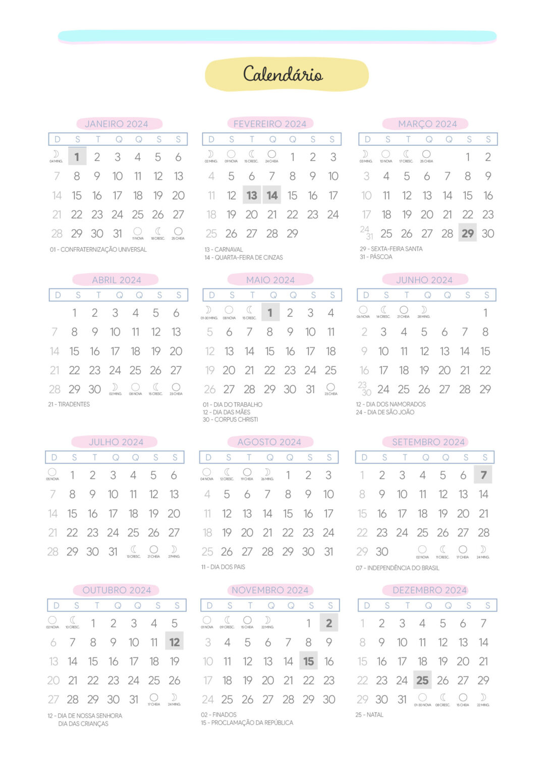 Calendario 2024 Planner 2024 Colorido 1098x1536 