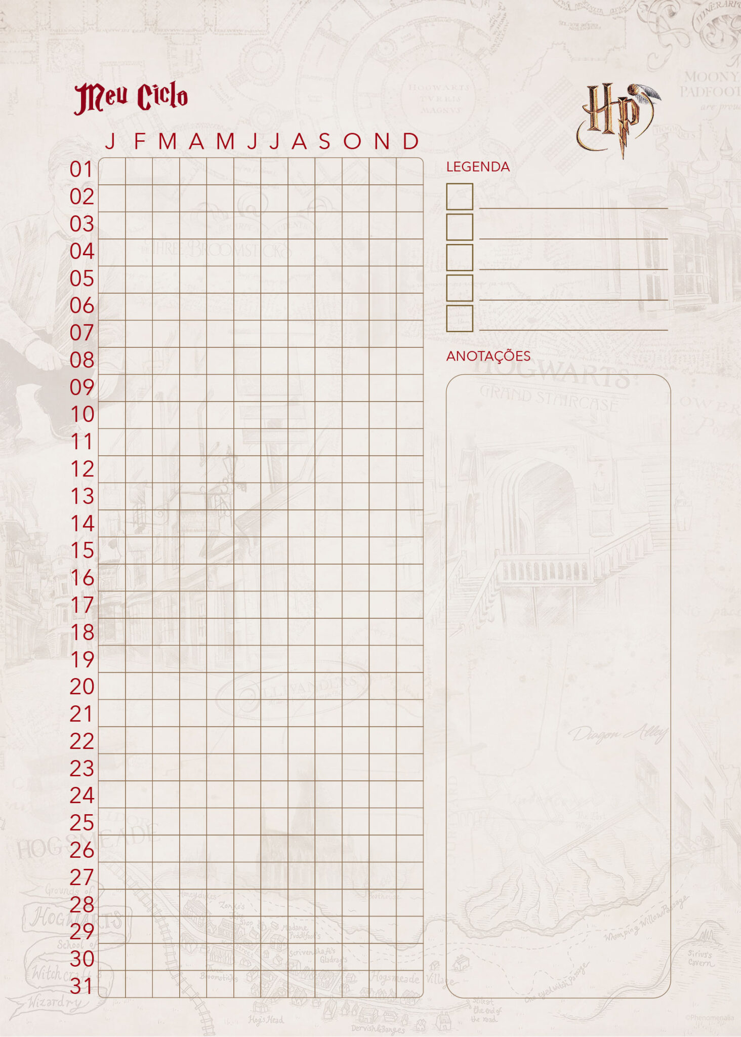 Meu Ciclo Planner 2025 Harry Potter Fazendo a Nossa Festa