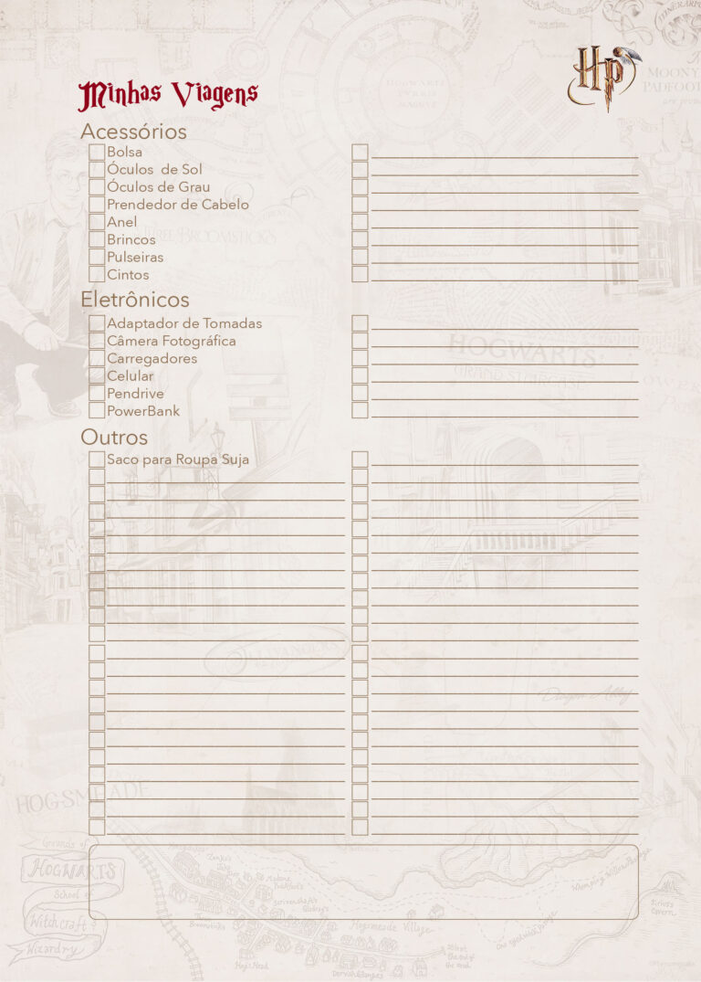 Minhas Viagens Lista Planner Harry Potter Fazendo A Nossa Festa