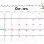 10 Outubro Calendario Mensal Snoopy