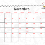 11 Novembro Calendario Mensal Snoopy