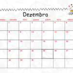 12 Dezembro Calendario Mensal Snoopy