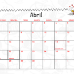 4 Abril Calendario Mensal Snoopy