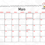 5 Maio Calendario Mensal Snoopy