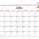 7 Julho Calendario Mensal Snoopy