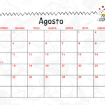 8 Agosto Calendario Mensal Snoopy