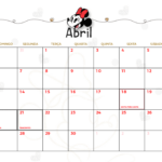 Calendario Mensal Abril Minnie