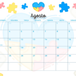 Calendario Mensal Agosto Autismo