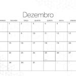 Calendario Mensal Dezembro Minimalista Preto e Branco