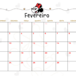 Calendario Mensal Fevereiro Minnie