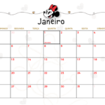 Calendario Mensal Janeiro Minnie