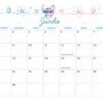 Calendario Mensal Junho Stitch e Angel