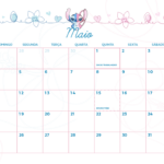 Calendario Mensal Maio Stitch e Angel