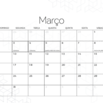 Calendario Mensal Marco Minimalista Preto e Branco