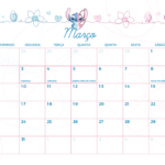 Calendario Mensal Marco Stitch e Angel