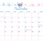 Calendario Mensal Novembro Stitch e Angel