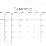 Calendario Mensal Setembro Minimalista Preto e Branco