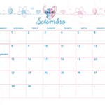 Calendario Mensal Setembro Stitch e Angel