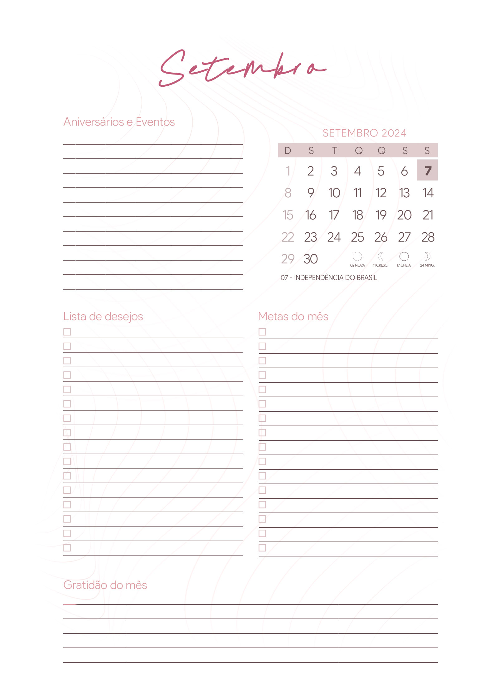 Agenda Setembro do Planner Letras com Capa Editavel