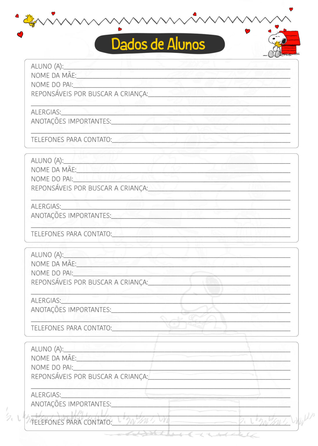 Caderno Planejamento Professor Snoopy Dados Dos Alunos Fazendo A