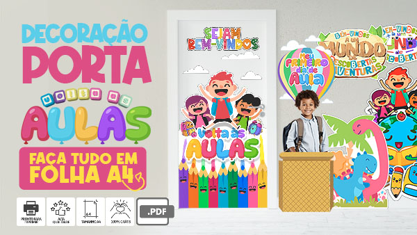 Painel para Porta de Sala de Aula para Imprimir – Volta às Aulas