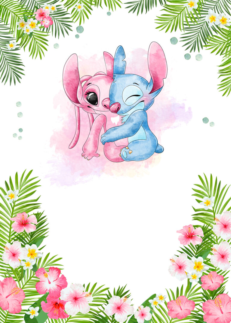 Convite Angel e Stitch - Fazendo a Nossa Festa
