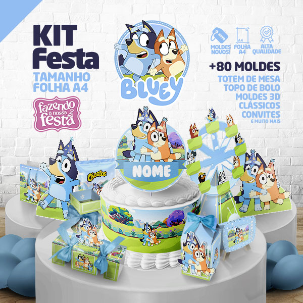 Kit Festa Bluey e Bingo + 70 moldes para imprimir em casa