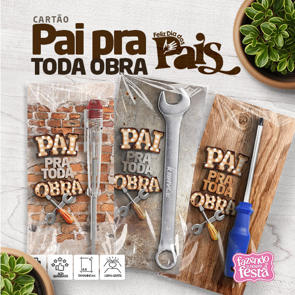 Lembrancinha Dia dos Pais Cartao Pai para Toda Obra Fazendo a Nossa Festa