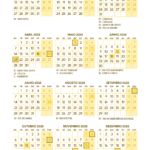 Calendario 2025 A4 Amarelo