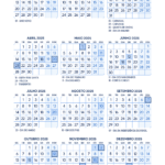 Calendario 2025 A4 Azul