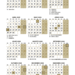 Calendario 2025 A4 Dourado