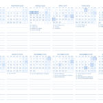 Calendario 2025 A4 Horizontal Azul Claro