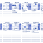 Calendario 2025 A4 Horizontal Azul Marinho