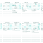 Calendario 2025 A4 Horizontal Turquesa