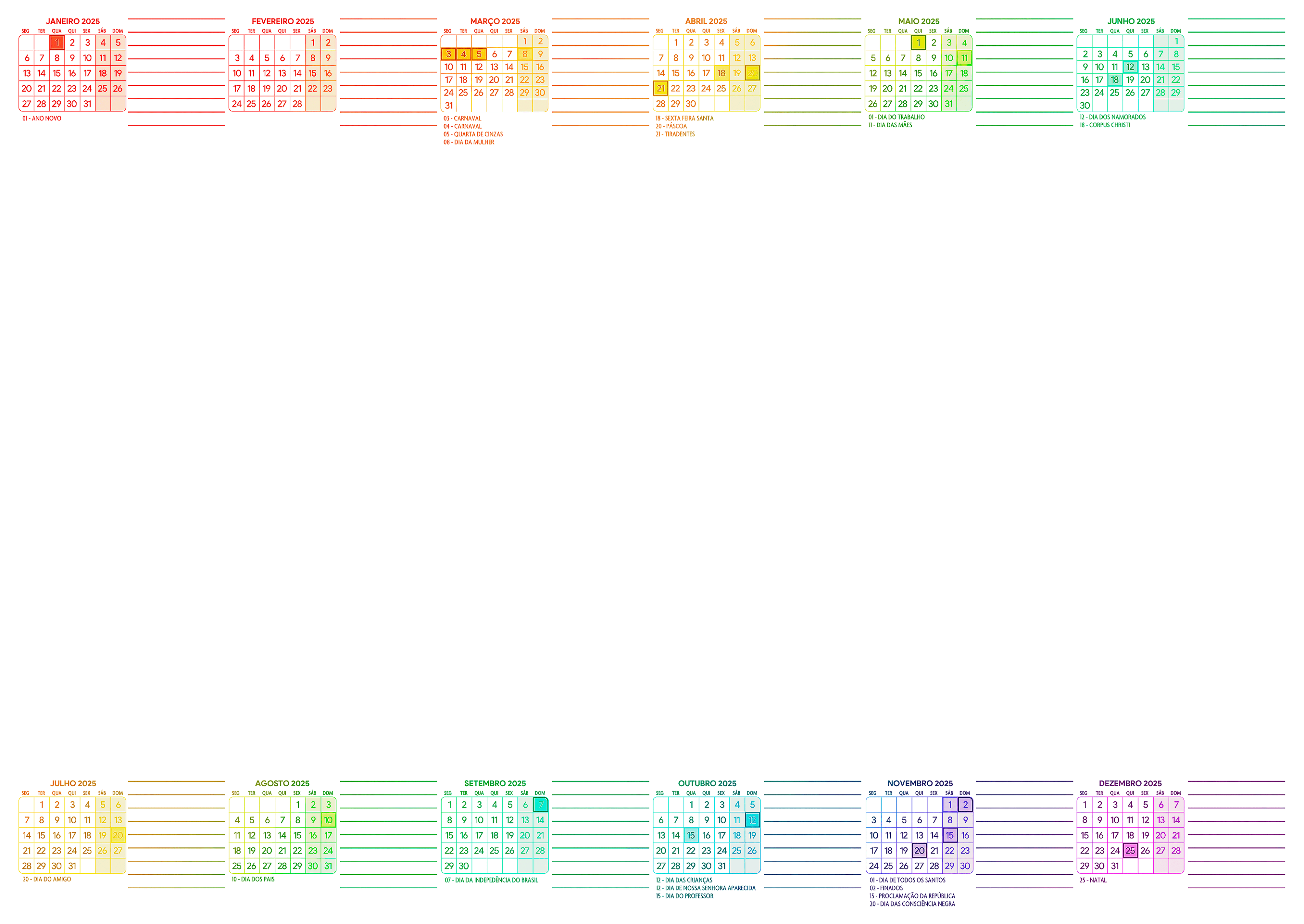 Calendario 2025 Blog Horizontal Arco Iris