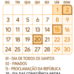 Calendario 2025 Novembro Laranja