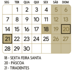 Calendario Abril 2025 Dourado