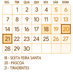 Calendario Abril 2025 Laranja