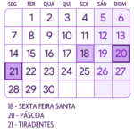 Calendario Abril 2025 Roxo