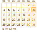 Calendario Agosto 2025 Laranja