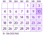 Calendario Agosto 2025 Roxo