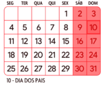 Calendario Agosto 2025 Vermelho